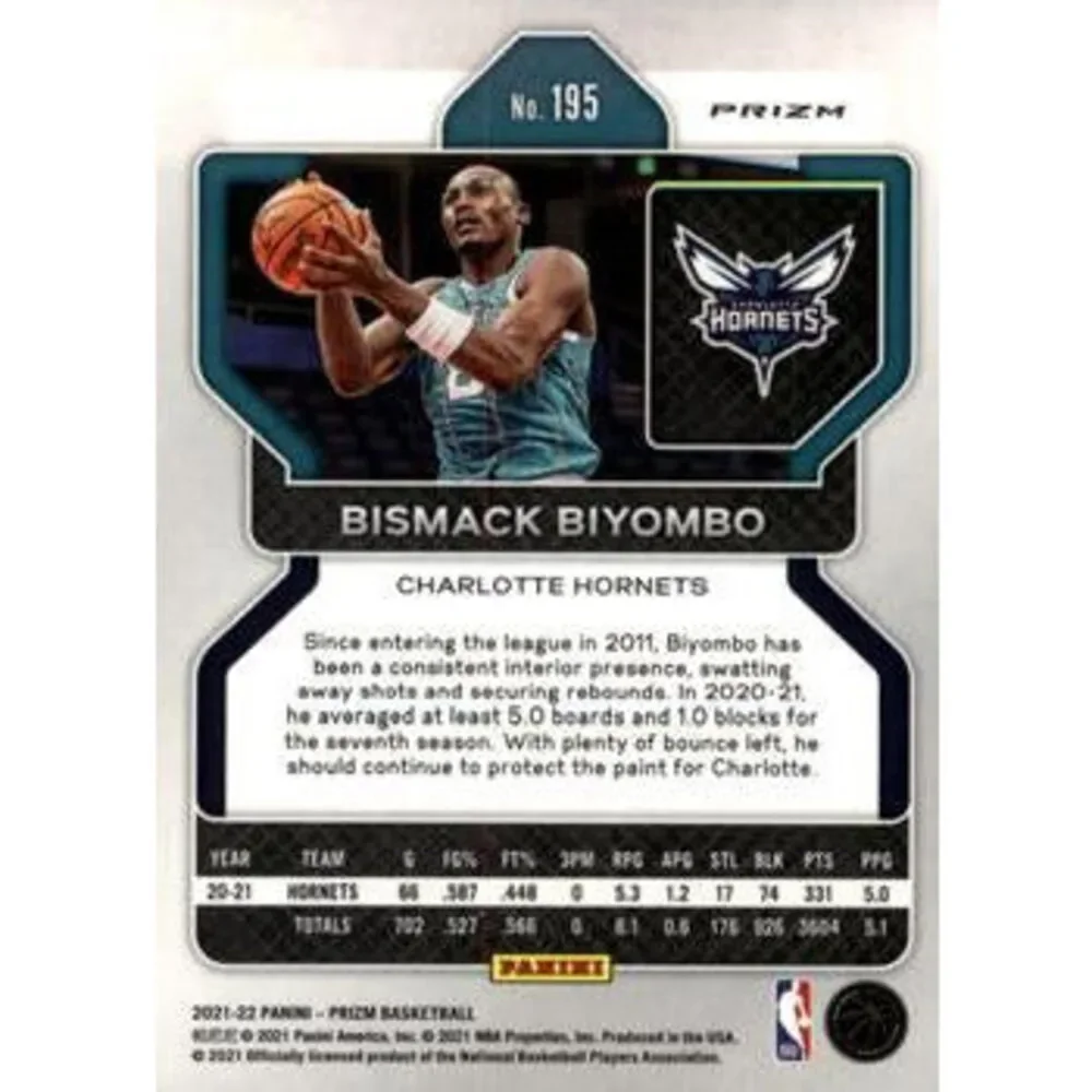 2021-22 Panini Silver Prizm Bismack Biyombo 195 Charlotte Hornets